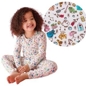Posh Peanut Disney Princess Friends White 2‎ piece Pajamas Sz 7Y-8Y Rare NWT NEW